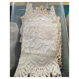 Large Box Lot of Vintage Lace, Doilies, and White Fabric Pieces
