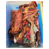 Bin of Assorted Quilting Fabric Scraps and Pieces