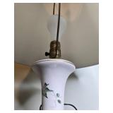 Porcelain Table Lamp with Leaf Design and White Shade