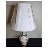 Porcelain Table Lamp with Leaf Design and White Shade