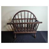 Vintage Wooden Magazine Rack with Spindle Sides