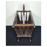 Vintage Wooden Magazine Rack with Spindle Sides