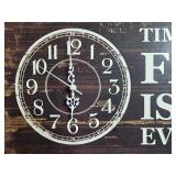 Wooden Wall Clock Sign with Family Quote 10x24 Inches