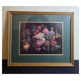 Framed Floral Still Life Print 20x24 Inches with Gold Frame