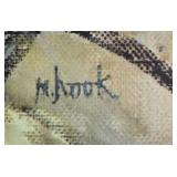 Pair of Framed Christian Art Prints - Jesus Signed M. Hook and Walk to Emmaus Scene