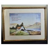 Framed Art and Decor Collection with Hummel Prints, Irish Cottage, Shells, and Plaques