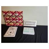 Home Decor Set with Framed Plaques and Fabric Memo Board