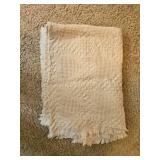 Collection of Vintage Linens and Lace Table Decor with Wire Basket