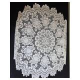 Collection of Vintage Linens and Lace Table Decor with Wire Basket