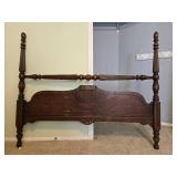 Antique Full Size Wooden Bed Frame with Headboard, Footboard, and Rails