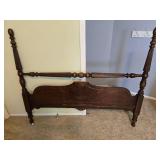 Antique Full Size Wooden Bed Frame with Headboard, Footboard, and Rails