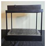 Black Two-Tier Plastic Storage Rack with Perforated Shelves