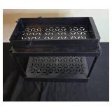 Black Two-Tier Plastic Storage Rack with Perforated Shelves