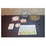 Assorted Decorative Home Items and Folding TV Trays Lot