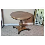 Round Wooden Pedestal Side Table with Tripod Base