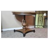 Round Wooden Pedestal Side Table with Tripod Base