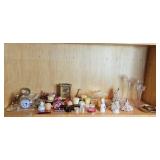Assorted Decorative Candles, Clocks, Porcelain Figures, and Glass Candle Holders Collection