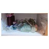 Mixed Lot of Decorative Candles, Glass Stones, and Craft Supplies