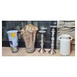 Large Decorative Vase Collection, Candlesticks, Table, Candles, and Figurines Assortment Inc Precious Moments