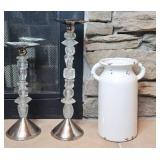 Large Decorative Vase Collection, Candlesticks, Table, Candles, and Figurines Assortment Inc Precious Moments