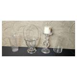 Collection of Angel Figurines, Glass Vases, Candle Holders and Basket