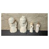 Collection of Angel Figurines, Glass Vases, Candle Holders and Basket