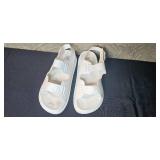 Household Lot: Electric Crepe Maker, Size 9 Sandals, Remotes, Scissors, Coasters, and Accessories