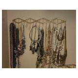 Assorted Costume Jewelry Necklaces and Hanging Organizer