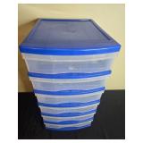 6-Drawer Plastic Storage Organizer with Blue Trim and Wheels