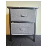 2-Drawer Fabric Storage Nightstand with Black Wood Frame