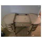 Vintage Wooden Vanity Table with Drawers, 44x20x34 Inches - visible wear