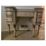 Vintage Wooden Vanity Table with Drawers, 44x20x34 Inches - visible wear
