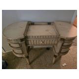 Vintage Wooden Vanity Table with Drawers, 44x20x34 Inches - visible wear