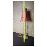 Vintage Table Lamp with Ornate Base and Red Fabric Shade