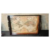 Assorted Home Decor Lot with Atomic Wall Clock, Trinket Boxes, Vintage Tray, and Ornaments