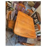 Wood Dining Table with 5 Matching Chairs and Decorative Inlay