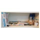 Office Desk Organizer Lot with Books, Supplies, and Accessories