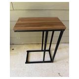 Industrial Style Metal and Wood C-Table Side Table, 24 Inch Tall