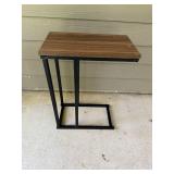Industrial Style Metal and Wood C-Table Side Table, 24 Inch Tall