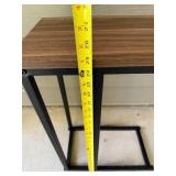 Industrial Style Metal and Wood C-Table Side Table, 24 Inch Tall