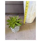 Tall Mosaic Shell Vase and Small Faux Succulent Decor Set