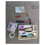 Assorted Hand Tools and Picture Hanging Kit with Basket