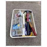 Assorted Hand Tools and Picture Hanging Kit with Basket