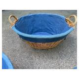 Set of 3 Wicker Baskets with Blue Fabric Liners and Handles