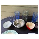 Assorted Kitchenware Collection with Glassware, Bowls, Plates, and Flatware