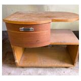 Vintage Wood Nightstand with Rounded Drawer and Open Shelf - visible wear