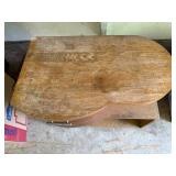 Vintage Wood Nightstand with Rounded Drawer and Open Shelf - visible wear