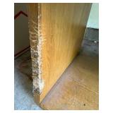 Vintage Wood Nightstand with Rounded Drawer and Open Shelf - visible wear