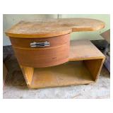 Vintage Wood Nightstand with Rounded Drawer and Open Shelf - visible wear