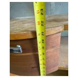 Vintage Wood Nightstand with Rounded Drawer and Open Shelf - visible wear